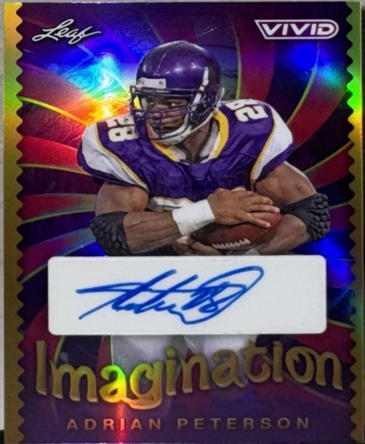 Adrian Peterson #I-AP1 2024 Leaf Vivid Imagination Autograph Football