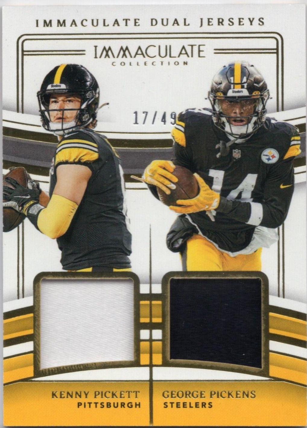 Kenny Pickett / George Pickens #4 Football Cards 2023 Panini Immaculate Dual Jersey