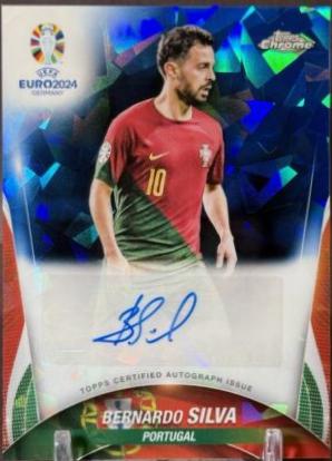 Bernardo Silva #CA-SI Soccer Cards 2024 Topps Chrome Sapphire UEFA Euro Autograph