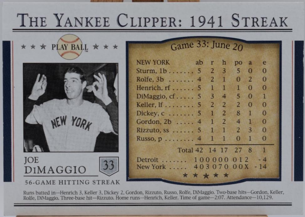 Joe DiMaggio #S33 2003 Upper Deck Play Ball Yankee Clipper Baseball