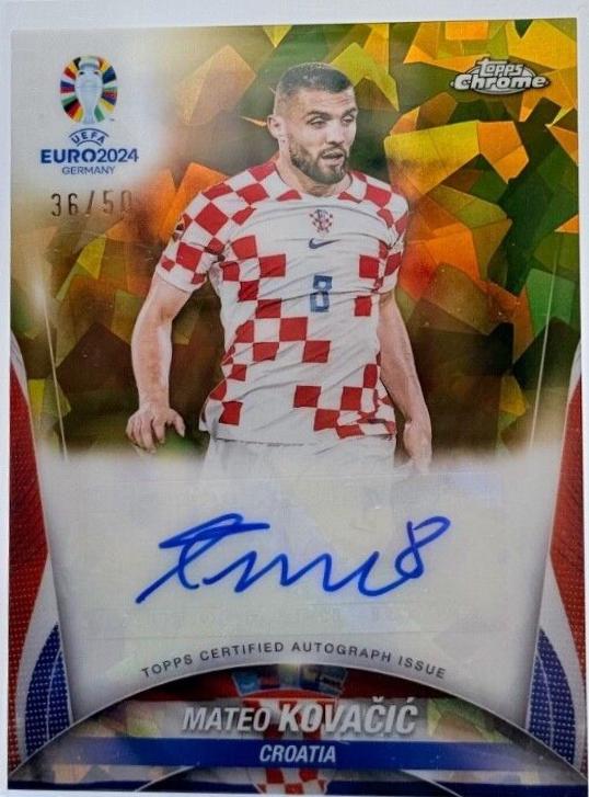 Mateo Kovacic #CA-MK Soccer Cards 2024 Topps Chrome Sapphire UEFA Euro Autograph