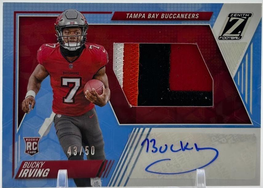 Bucky Irving #235 Football Cards 2024 Panini Zenith Rookie Patch Autographs Ice