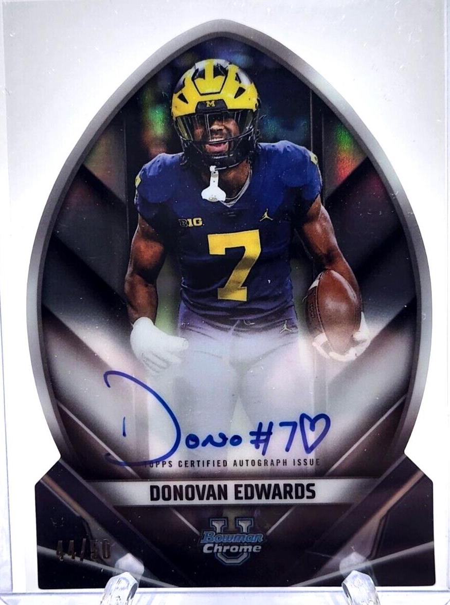 Donovan Edwards #FOFA-DE Football Cards 2023 Bowman Chrome University Future of Autographs