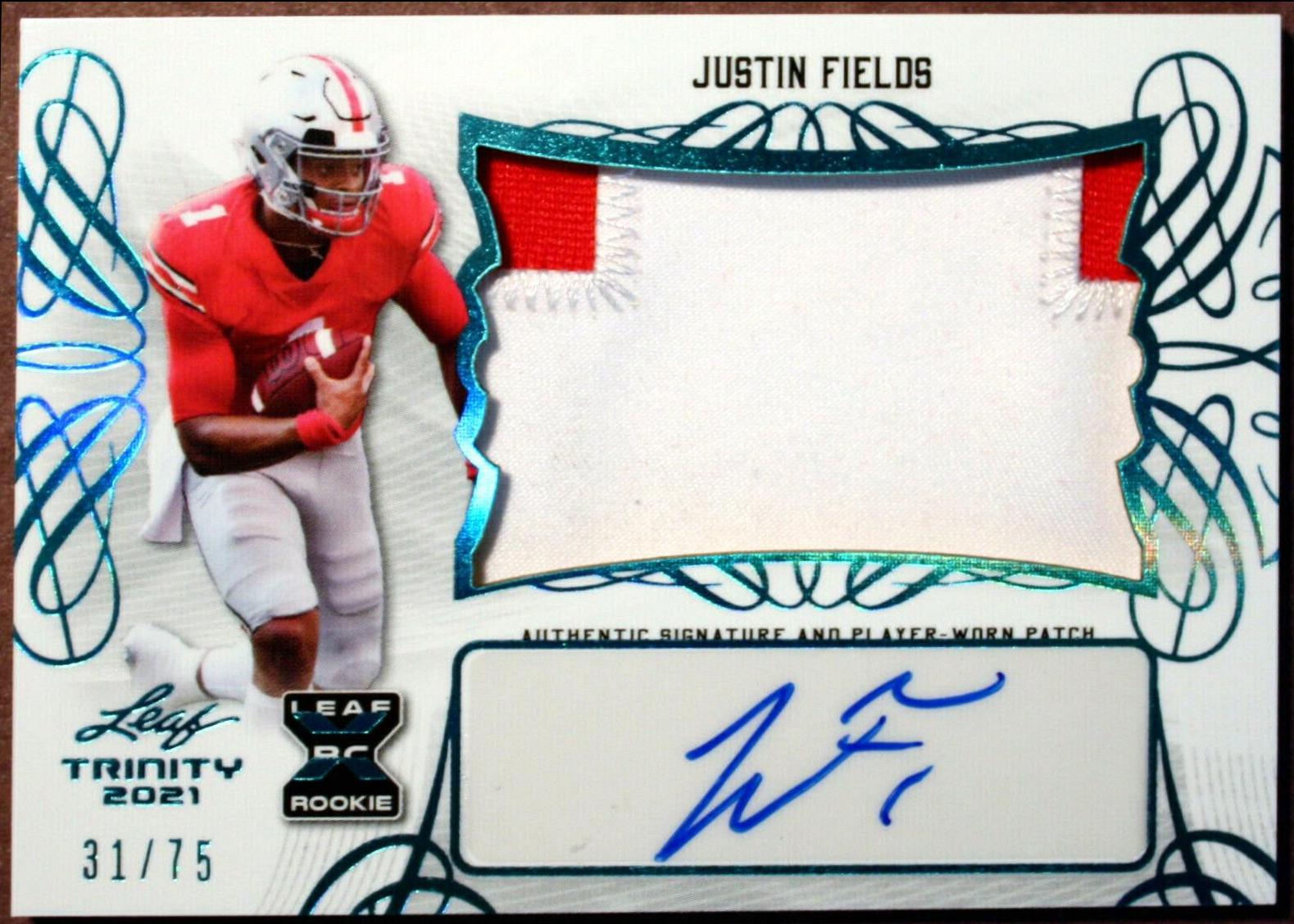 Justin Fields #PA-JF1 2021 Leaf Trinity Patch Autographs Football