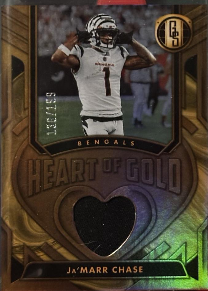 Ja'Marr Chase #HOGT-JCE Football Cards 2024 Panini Gold Standard Heart of Gold Thread