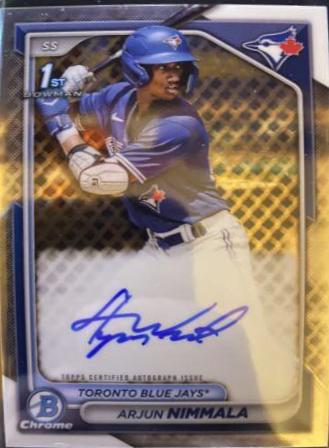 Arjun Nimmala #CPA-AN Baseball Cards 2024 Bowman Chrome Prospects Autograph