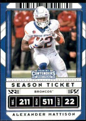 Alexander Mattison #4 Football Cards 2020 Panini Contenders Draft Picks
