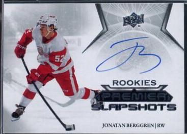 Jonatan Berggren #PSAR-JB Hockey Cards 2022 Upper Deck Premier Slapshots Auto Rookie