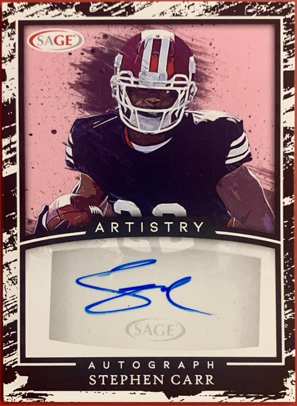 Stephen Carr #A-SC2 Football Cards 2022 Sage Hit Artistry Autographs