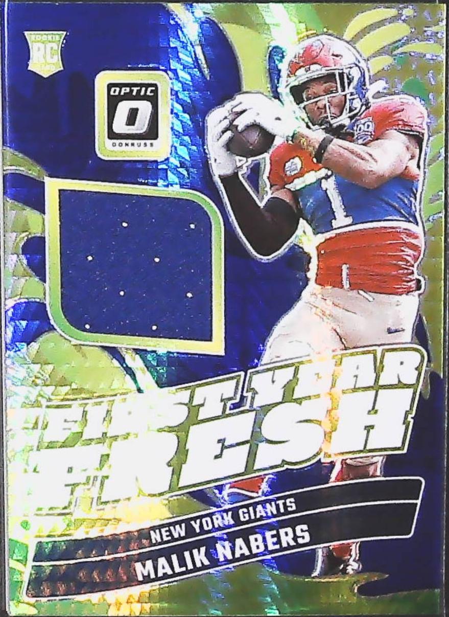 Malik Nabers #28 Football Cards 2024 Panini Donruss Optic First Year Fresh Blue Hyper