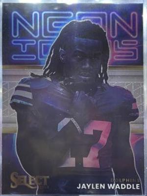 Jaylen Waddle #NI-10 Football Cards 2022 Panini Select Neon Icons