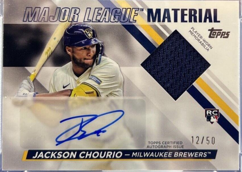 Jackson Chourio #MLMAU-JCH Baseball Cards 2024 Topps Update Major League Materials Autographs