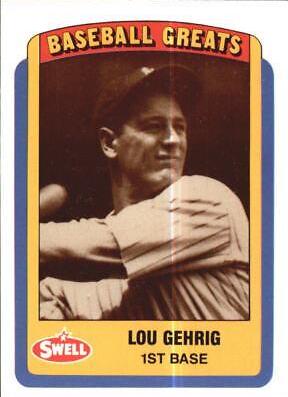 Lou Gehrig #25 Baseball Cards 1990 Swell Greats