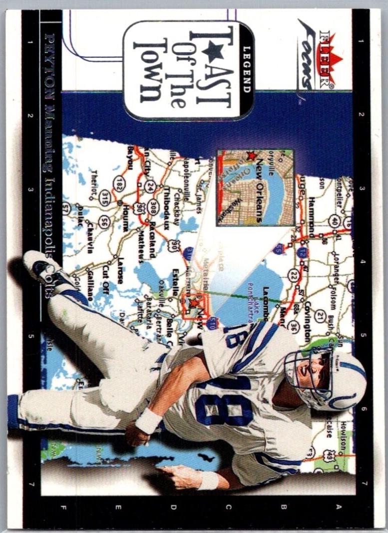 Peyton Manning #7 Football Cards 2001 Fleer Focus Toast of the Town