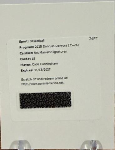 Cade Cunningham #18 2025 Panini Donruss Net Marvels Signature Basketball