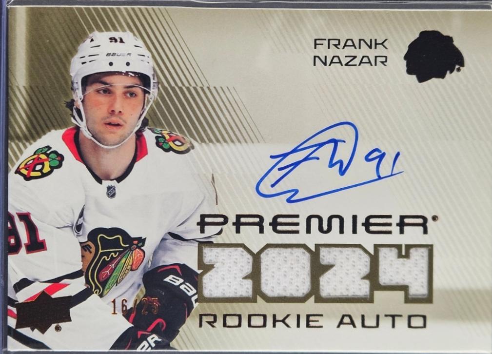 Frank Nazar #PRA-FN 2024-25 Upper Deck Premier Hockey Premier Rookie Auto Jersey
