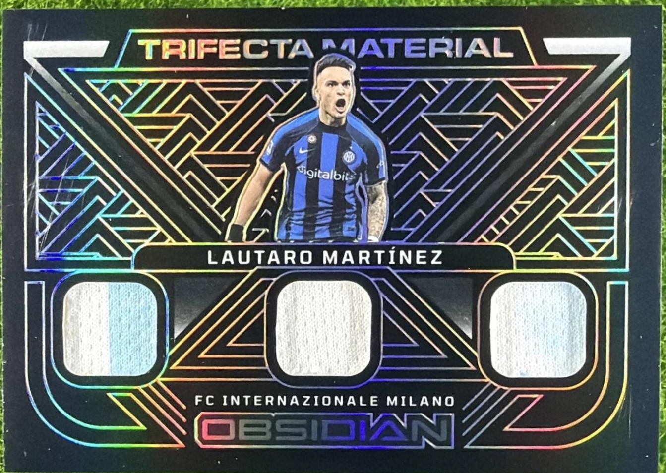 Lautaro Martinez #TM-LMA 2022 Panini Obsidian Trifecta Material Soccer