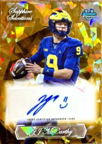 JJ McCarthy #SG-JJ Football Cards 2023 Bowman Chrome University Sapphire Selections Autographs