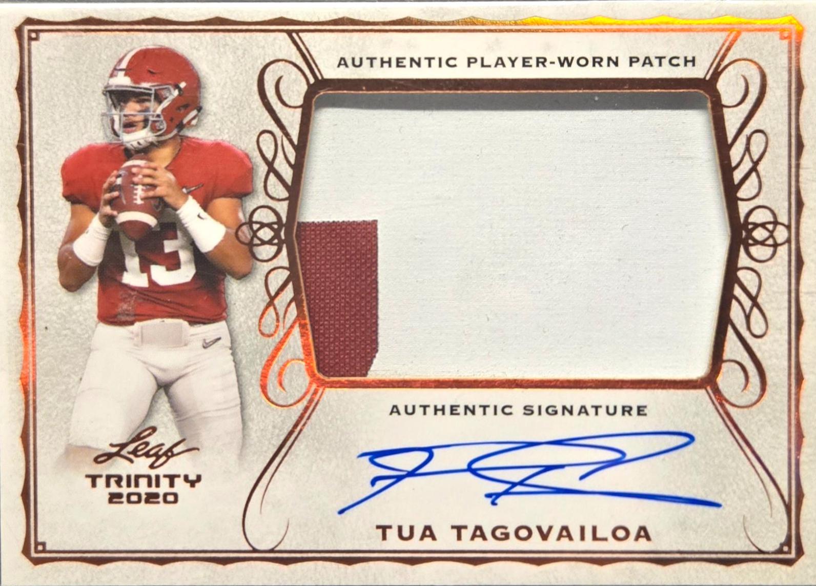 Tua Tagovailoa #PA-TT1 2020 Leaf Trinity Patch Autograph Football