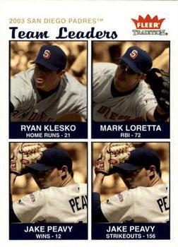 Ryan Klesko, Mark Loretta, Jake Peavy #34 Baseball Cards 2004 Fleer Tradition