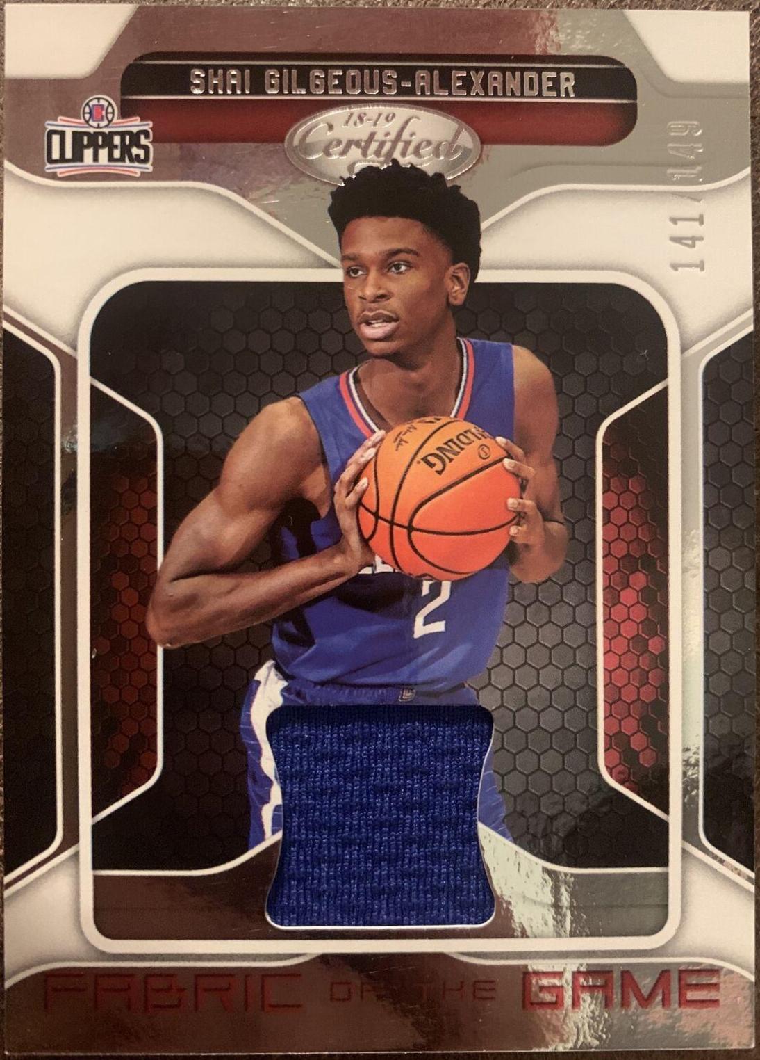 Shai Gilgeous-Alexander #FG-SGA Basketball Cards 2018 Panini Certified Fabric of the Game Rookies