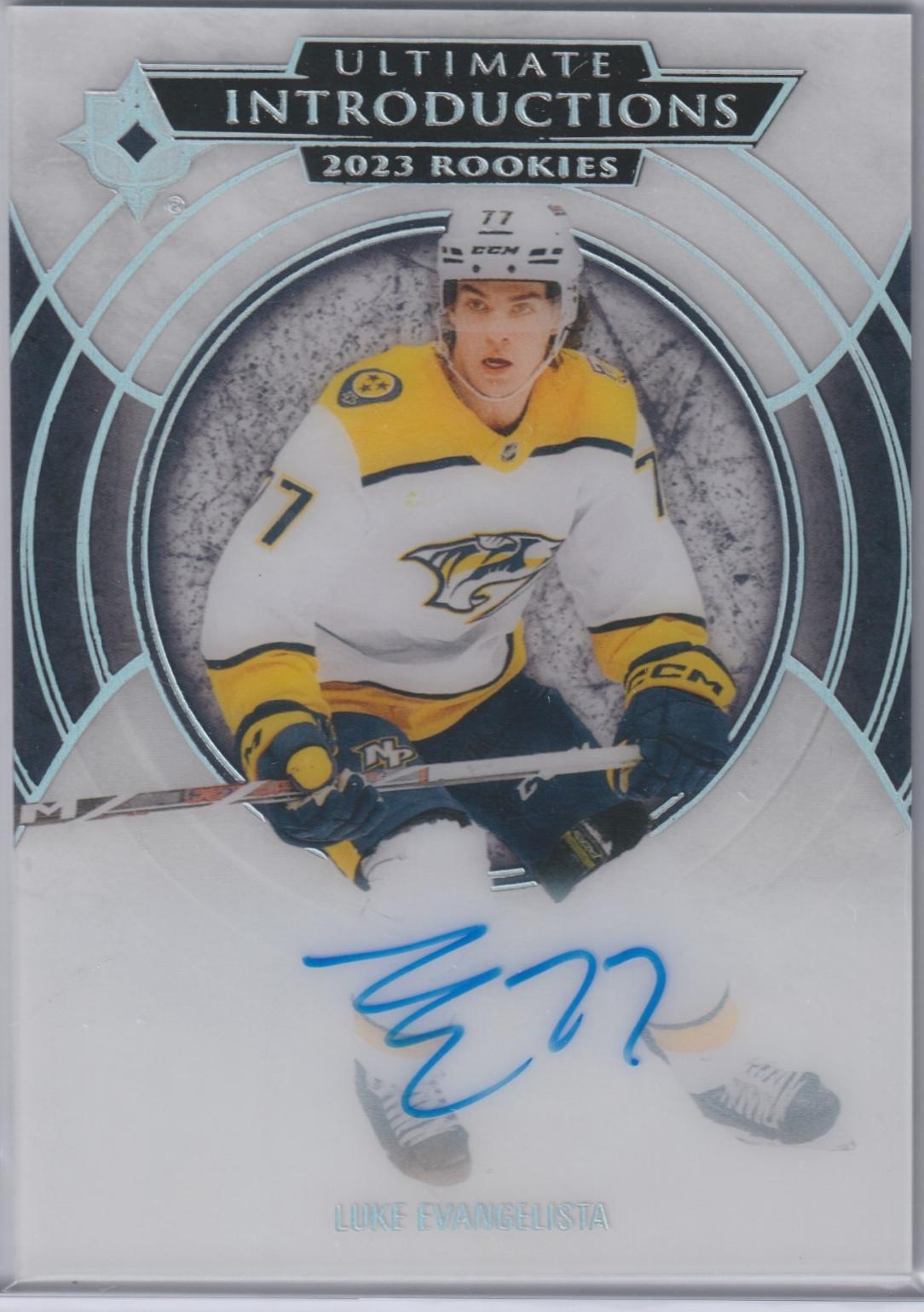 Luke Evangelista #UI-32 2023 Upper Deck Ultimate Collection Introductions Autograph Hockey
