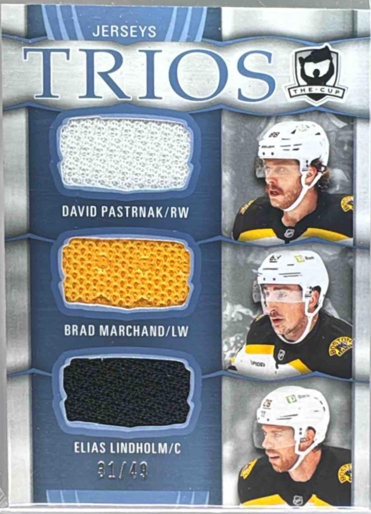 Brad Marchand / Elias Lindholm / David Pastrnak [Gold Patch] #C3-PML