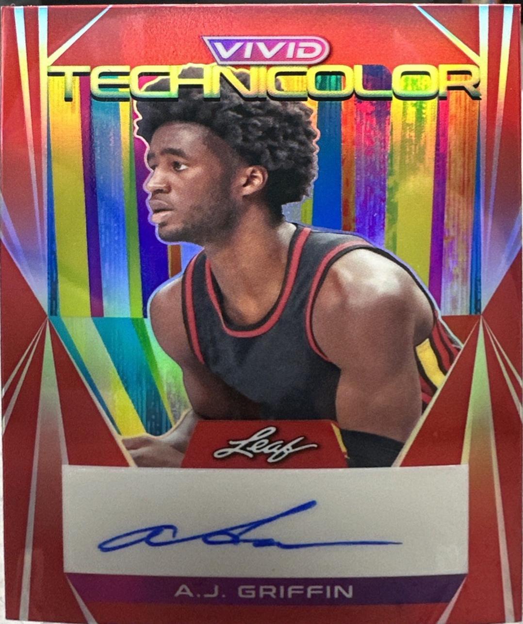 A.J. Griffin #T-AJG 2022 Leaf Vivid Technicolor Autograph Basketball