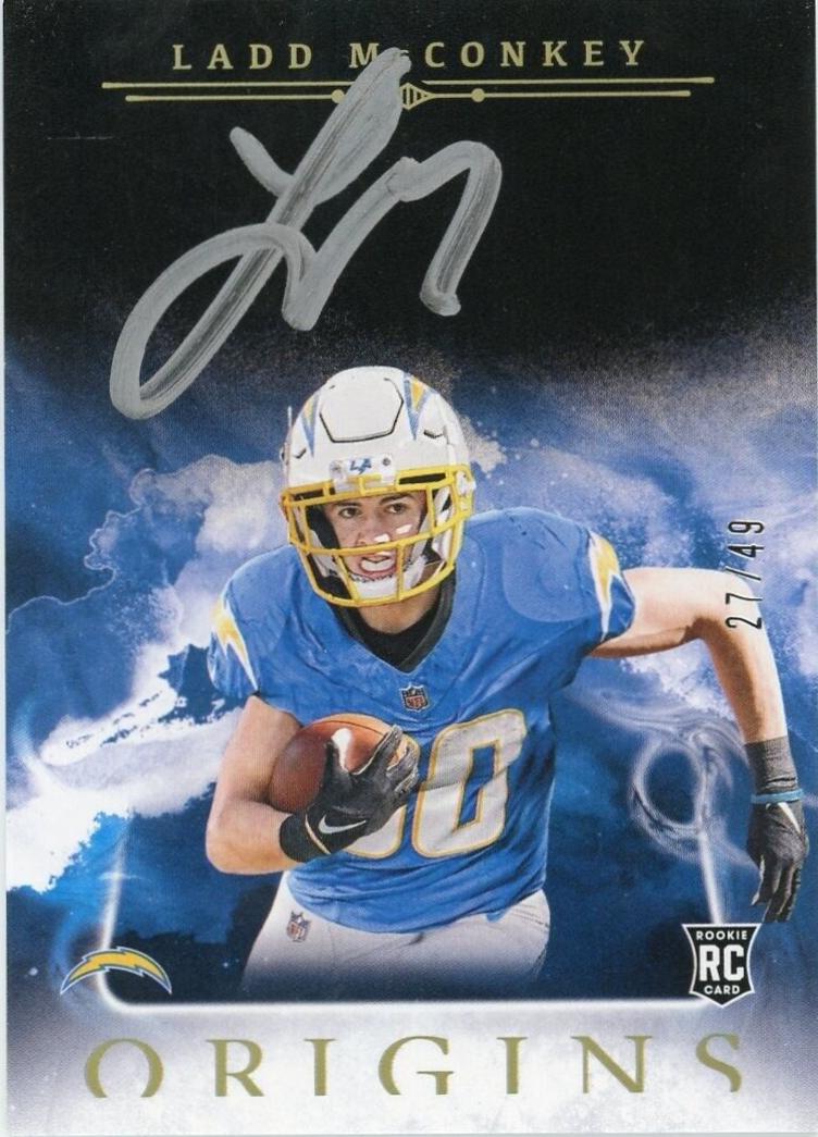 Ladd McConkey #OA-LMC Football Cards 2024 Panini Origins Autographs Silver Ink