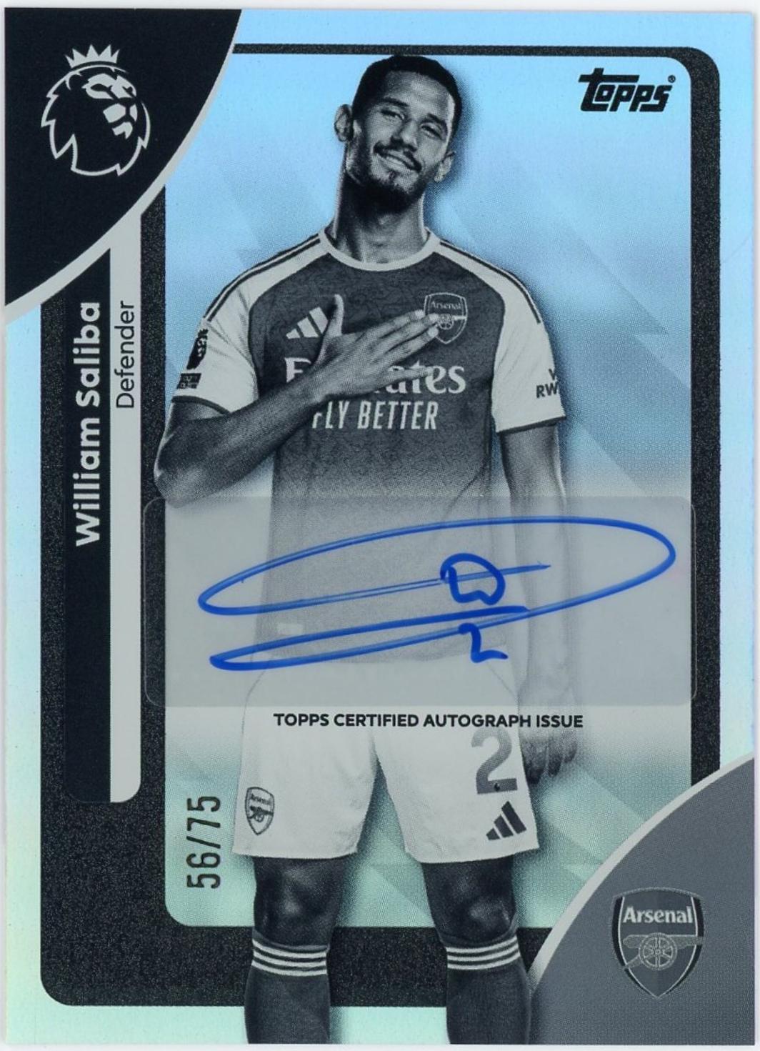 William Saliba #AC-MSA 2025 Topps Premier League Autograph