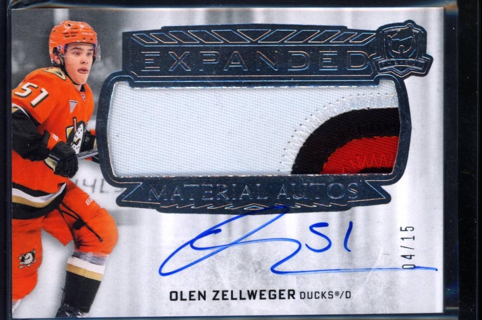 Olen Zellweger #EM-OZ 2024 Upper Deck The Cup Expanded Materials Autograph Hockey