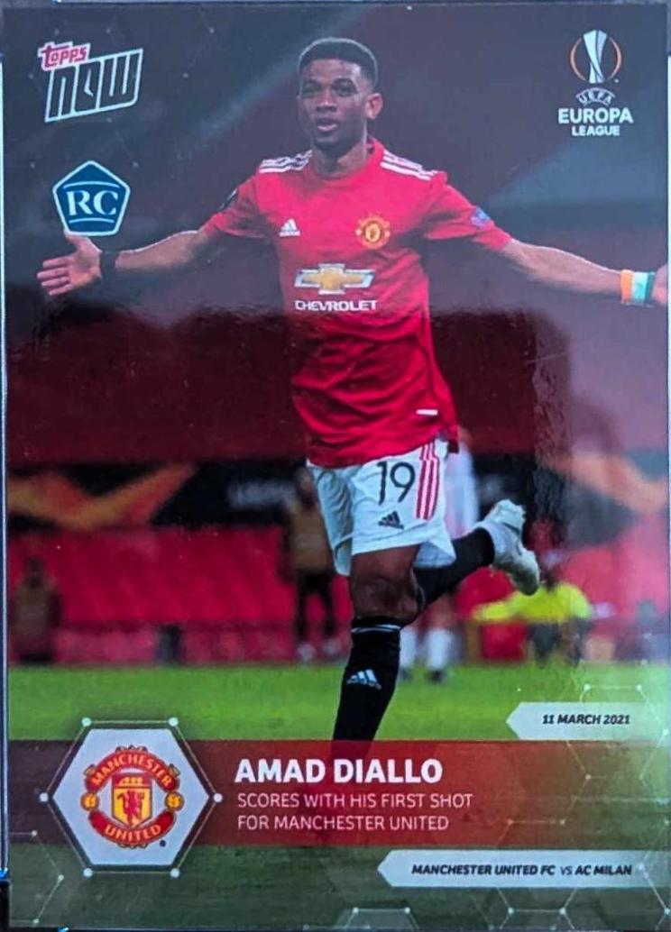Amad Diallo #1 Soccer Cards 2021 Topps Now UEFA Europa League