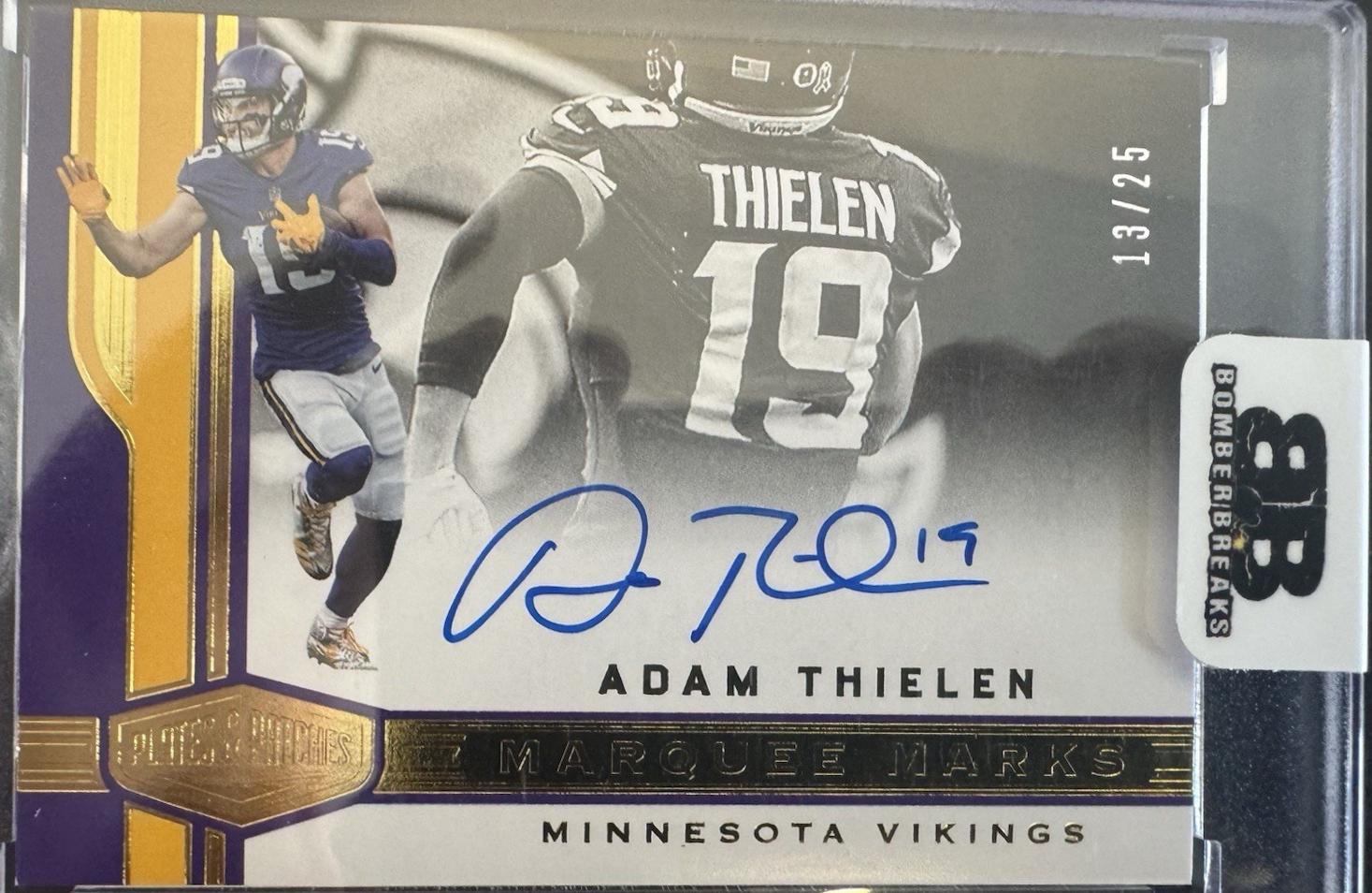 Adam Thielen #2 2018 Panini Plates & Patches Marquee Marks Autograph Football