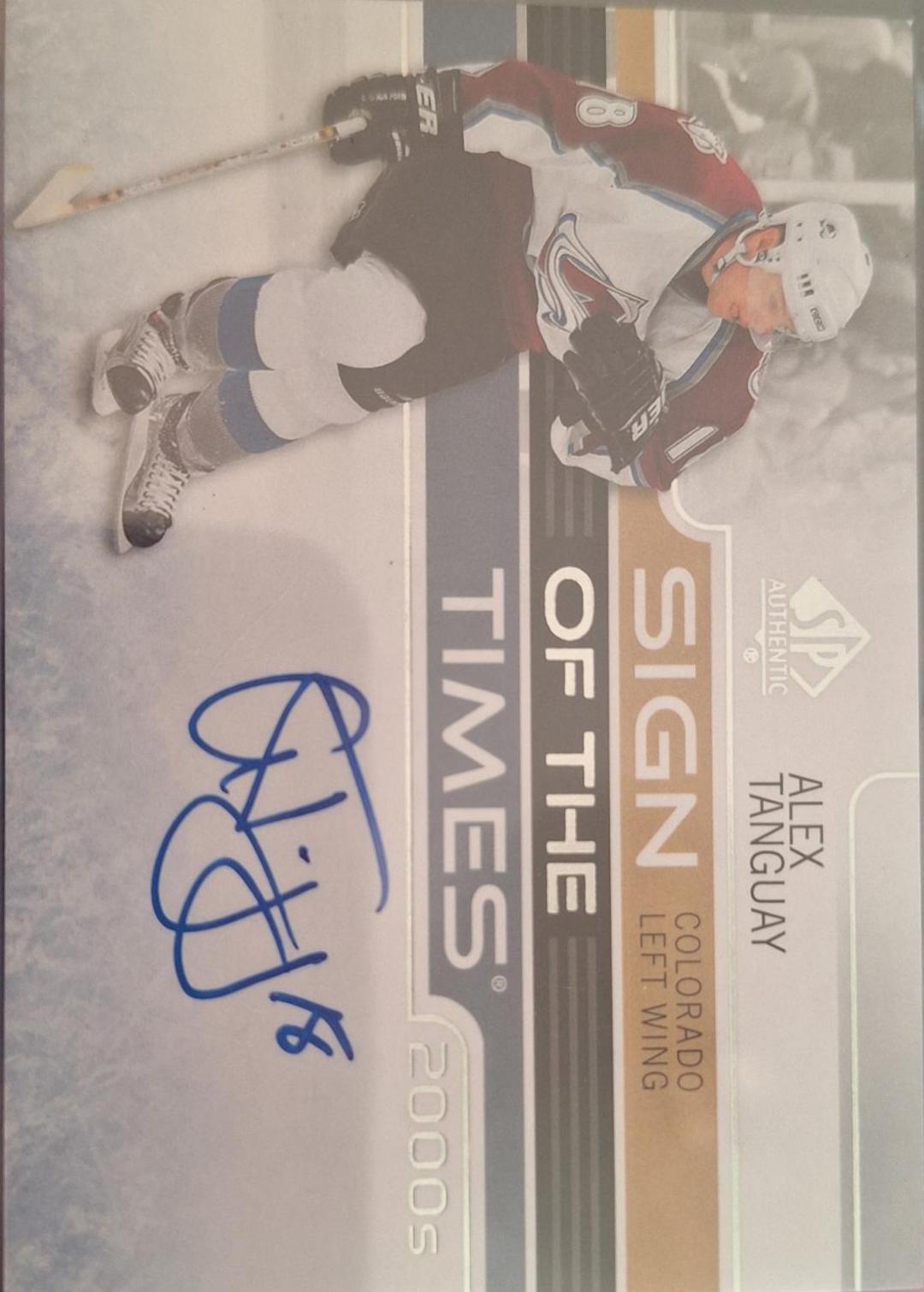 Alex Tanguay #ST00-AT Hockey Cards 2020 SP Authentic 2000-01 Retro Sign of the Times