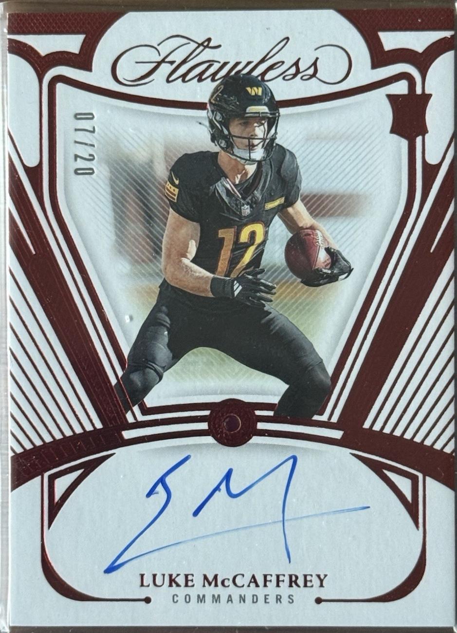 Luke McCaffrey #18 2024 Panini Flawless Football Rookie Gems Signatures