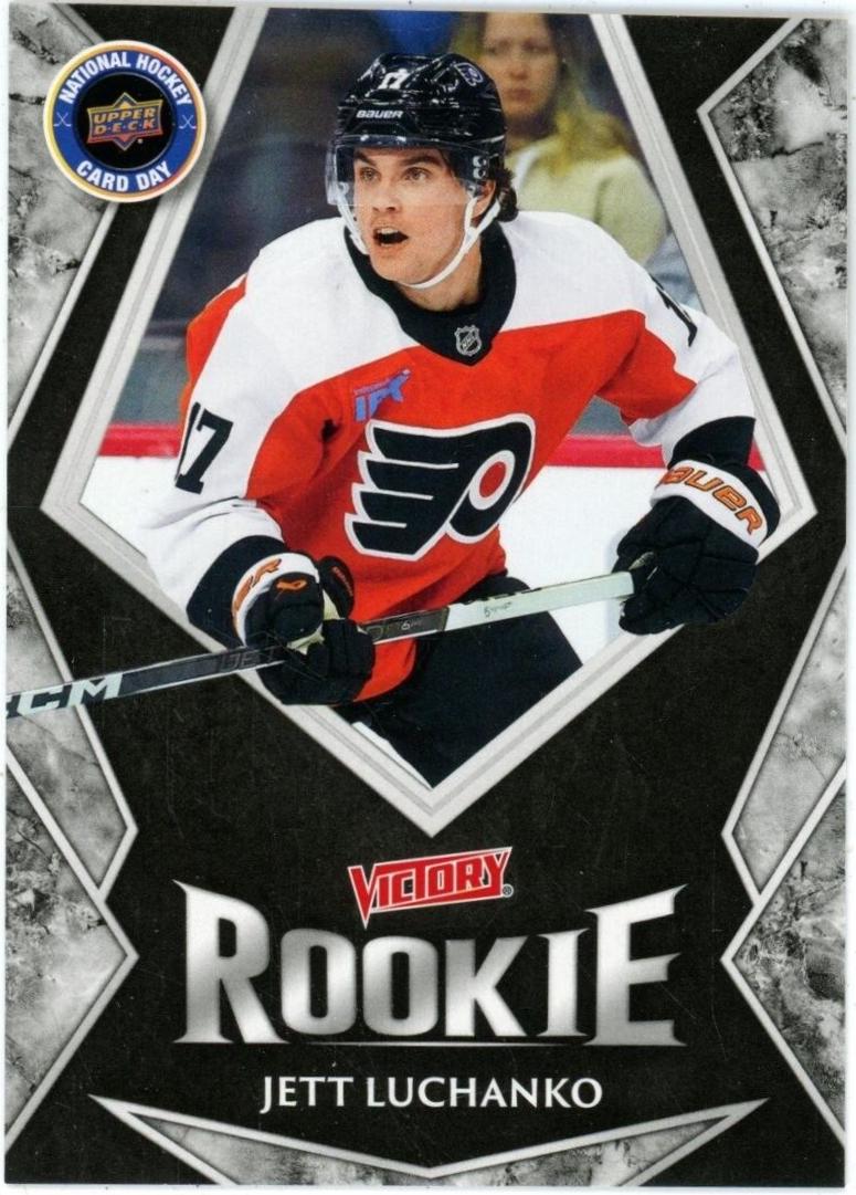 Jett Luchanko #V-14 Hockey Cards 2025 Upper Deck National Hockey Card Day Victory Black Rookie