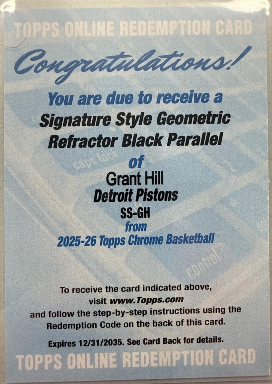 Grant Hill [Refractor Black] #SS-GH