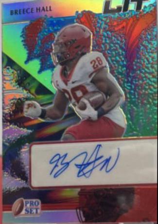 Breece Hall #L-BH1 Football Cards 2022 Pro Set Metal Lit Autographs