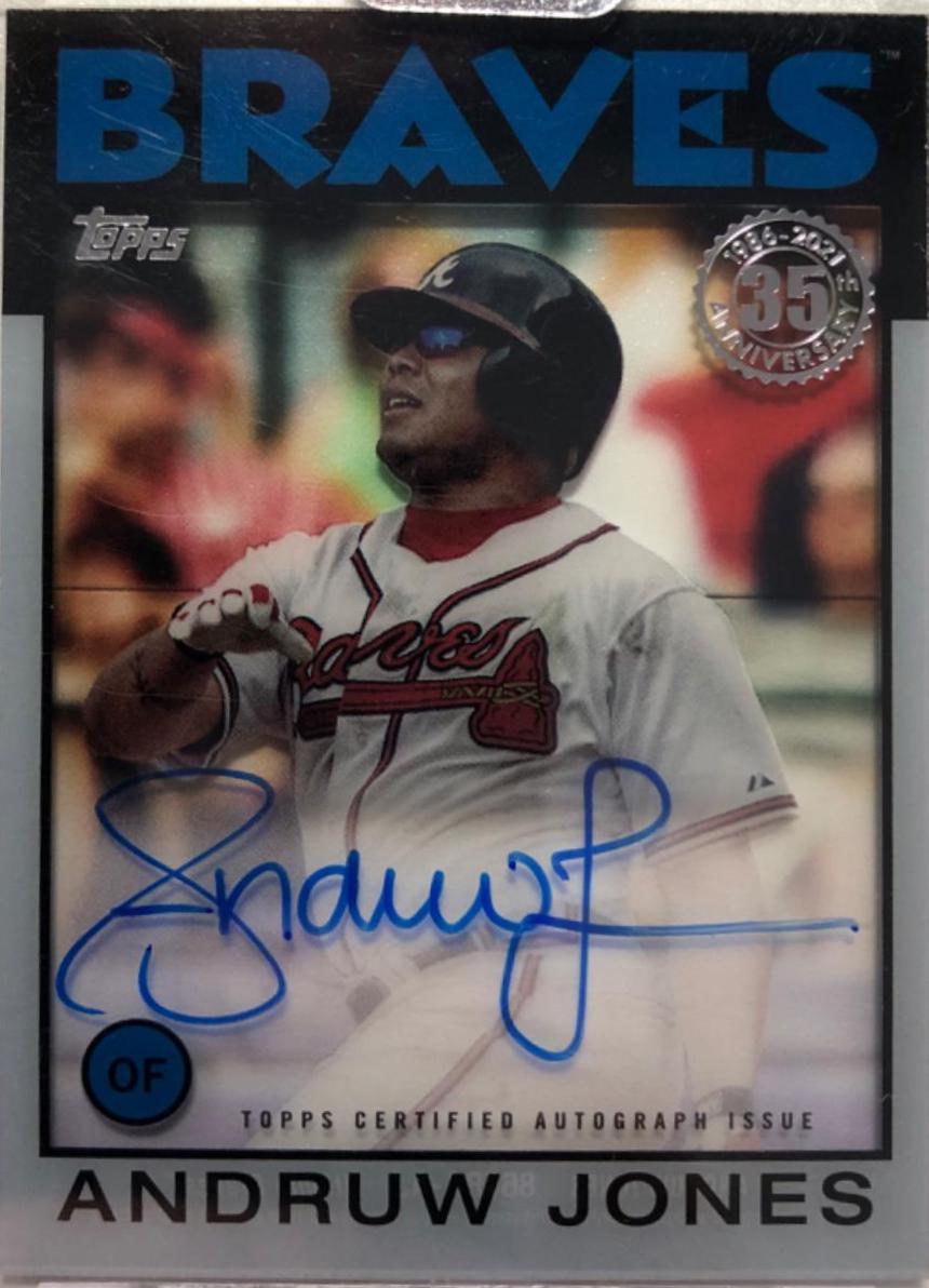 Andruw Jones #86TBA-AJ Baseball Cards 2021 Topps Clearly Authentic 1986 Baseball Autographs