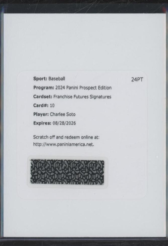 Charlee Soto #10 Baseball Cards 2024 Panini Prospect Edition Franchise Futures Signature