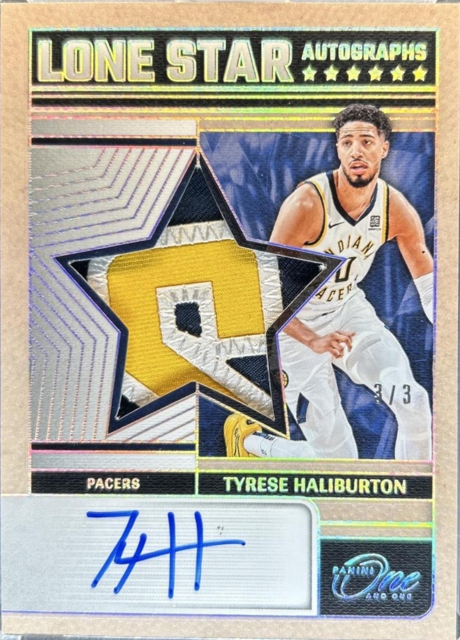 Tyrese Haliburton #1 2024 Panini One And One Lone Star Autograph Basketball