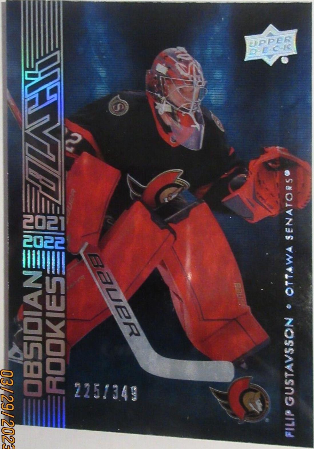 Filip Gustavsson #OR-23 Hockey Cards 2021 SPx UD Black Obsidian Rookies