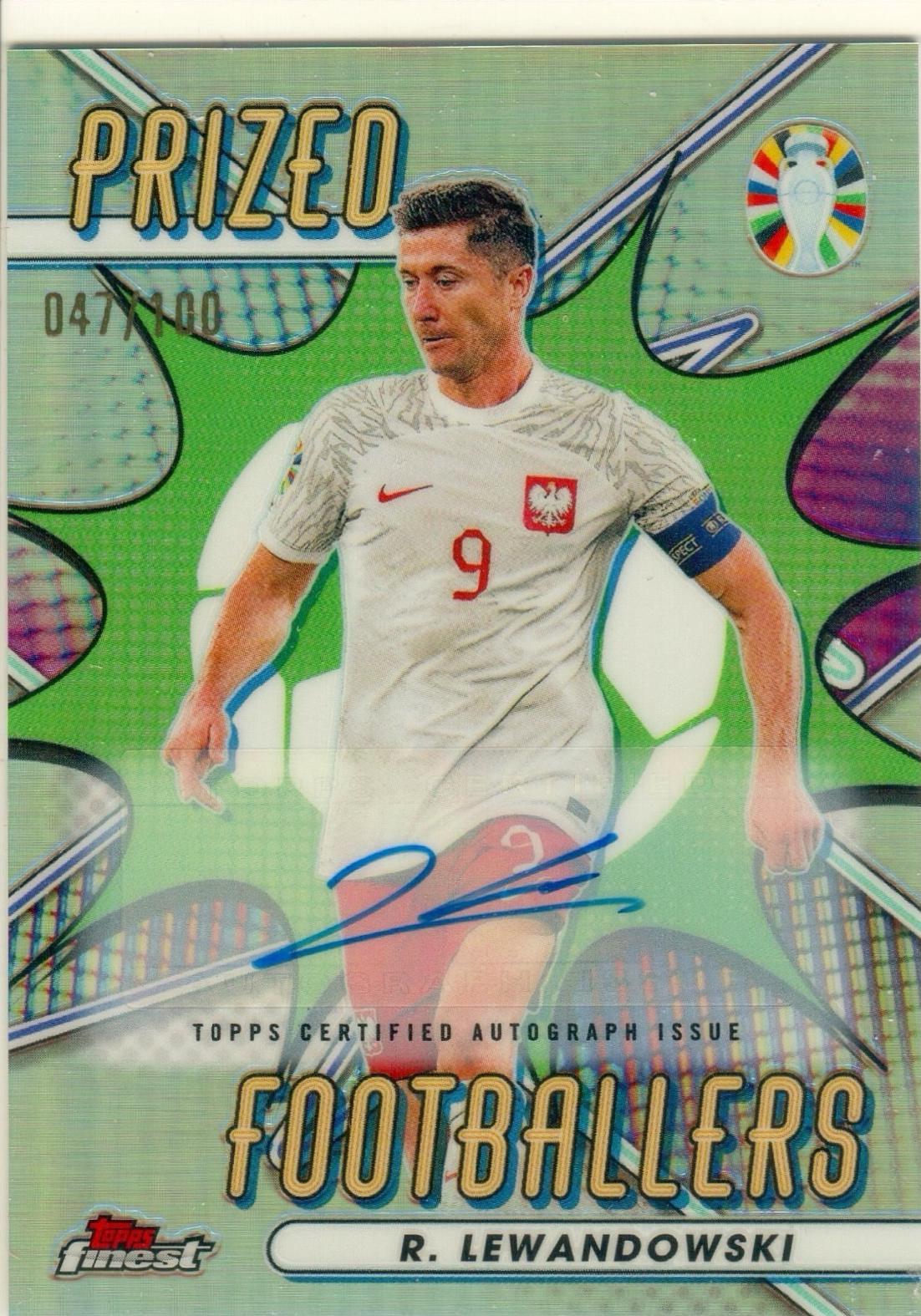 Robert Lewandowski #PF-RL 2023 Topps Finest Road To UEFA Euro Prized Footballer Autograph