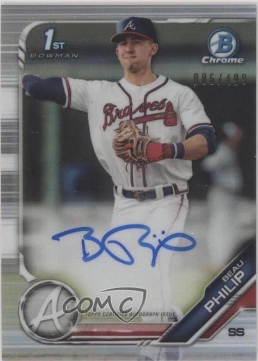 Beau Philip #CDA-BP 2019 Bowman Draft Baseball Chrome Autographs