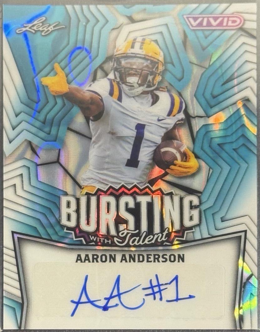 Aaron Anderson #TA-AA1 2025 Leaf Vivid Football Bursting With Talent Autographs