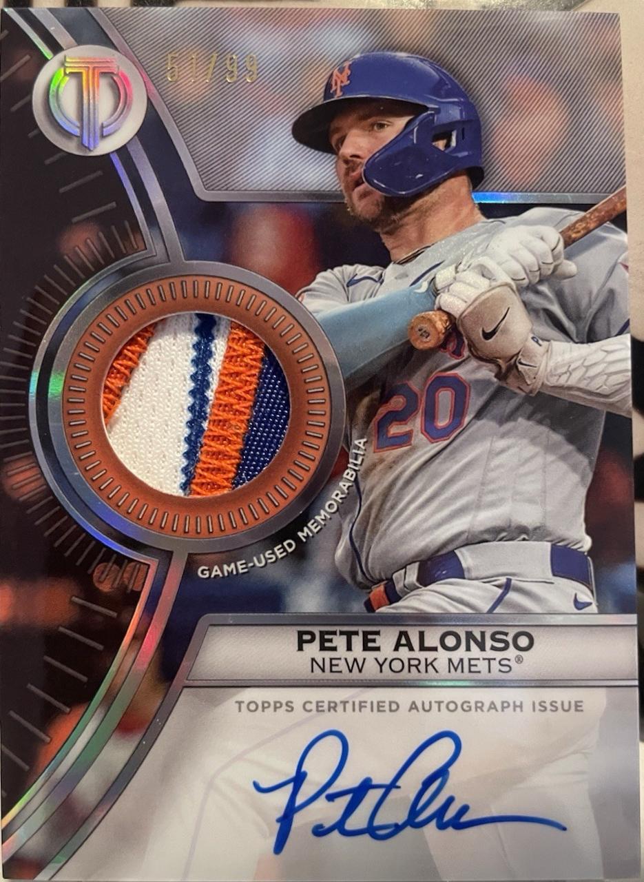 Pete Alonso #TTTA-PETE Baseball Cards 2025 Topps Tribute to Threads Autograph Relic