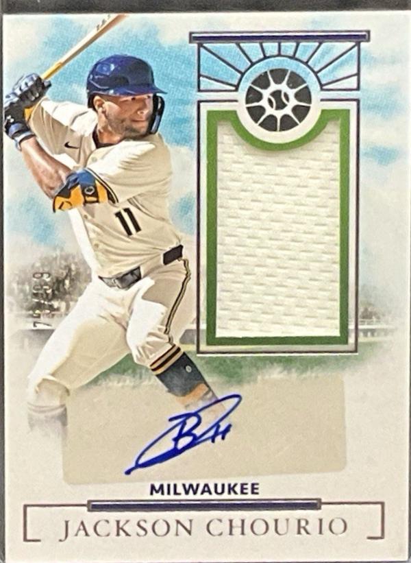 Jackson Chourio #PMS-JC Baseball Cards 2024 Panini Boys of Summer Prospect Material Signature
