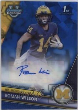 Roman Wilson #PA-RWL Football Cards 2023 Bowman Chrome University Sapphire Prospect Autographs