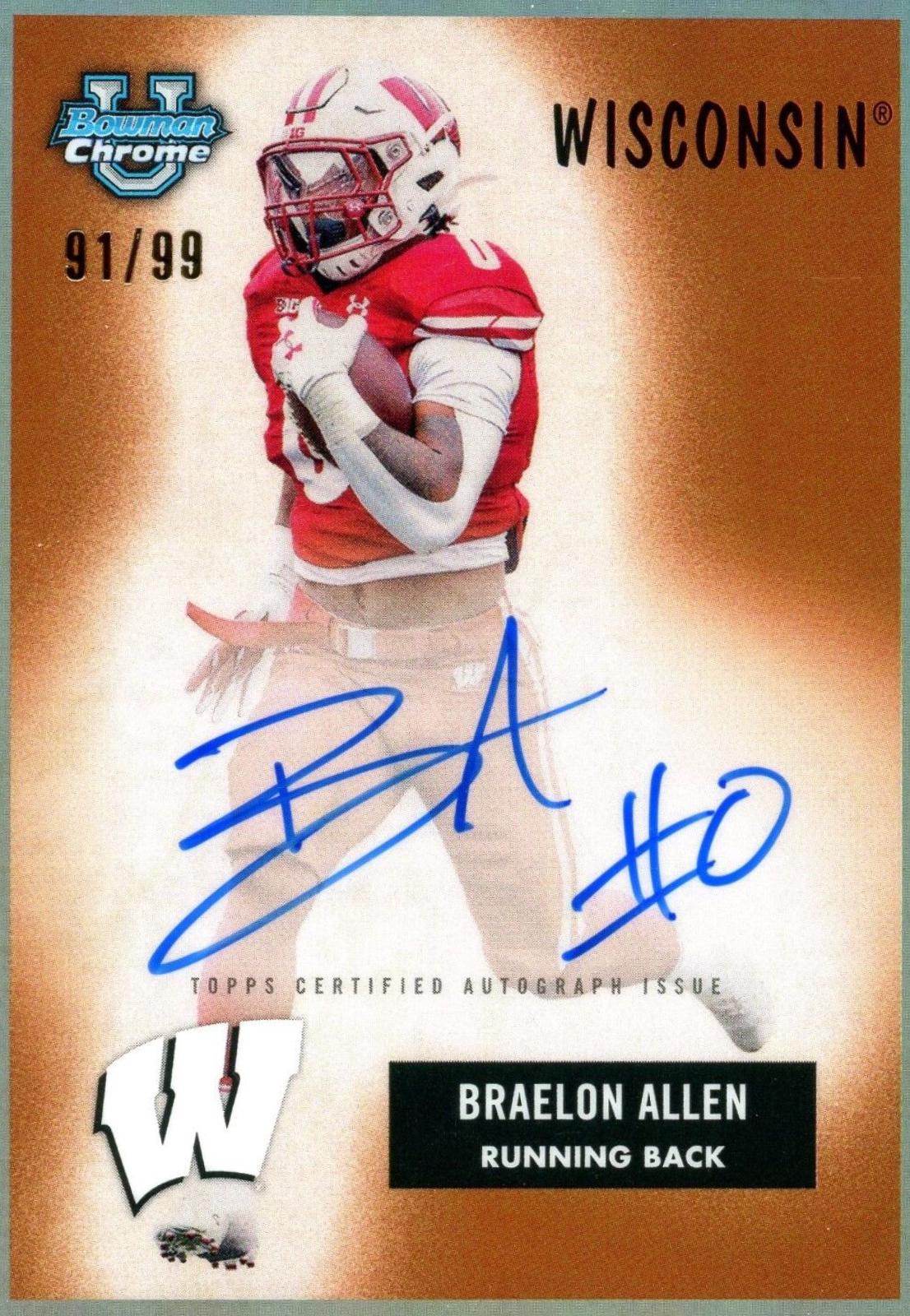 Braelon Allen #55B-BA Football Cards 2023 Bowman Chrome University 1955 Autographs