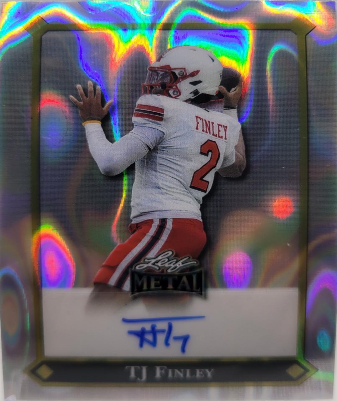 TJ Finley #92L-TJF 2025 Leaf Metal 92 Lgr Autograph Football